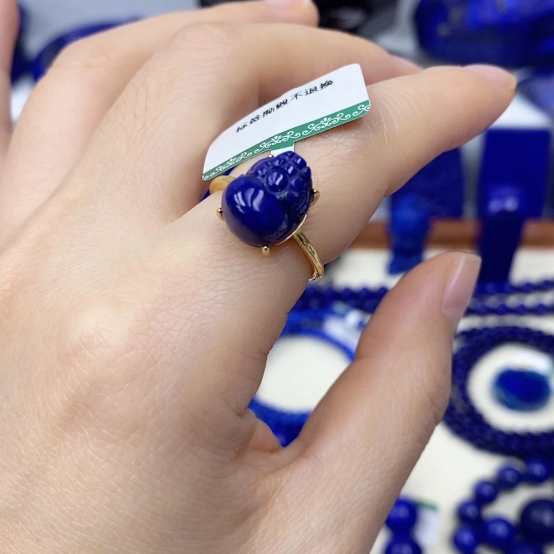 青金石戒指银S925镀金镶嵌