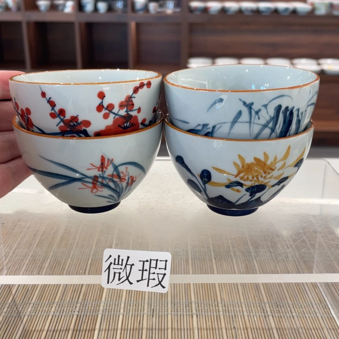 釉下手绘茶具微瑕