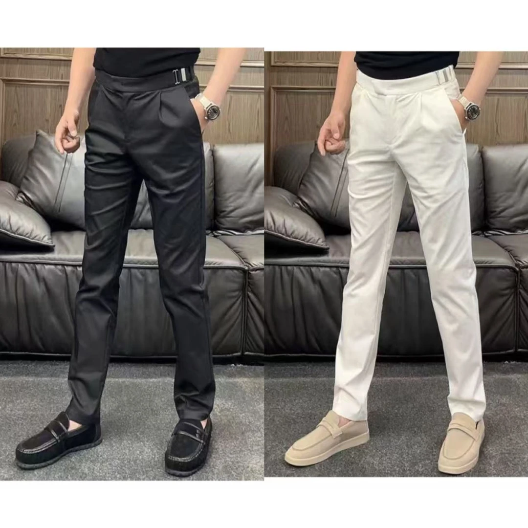 TA钴9006男士商务休闲 英伦风 简约修身西裤长裤腰头装饰休闲西裤