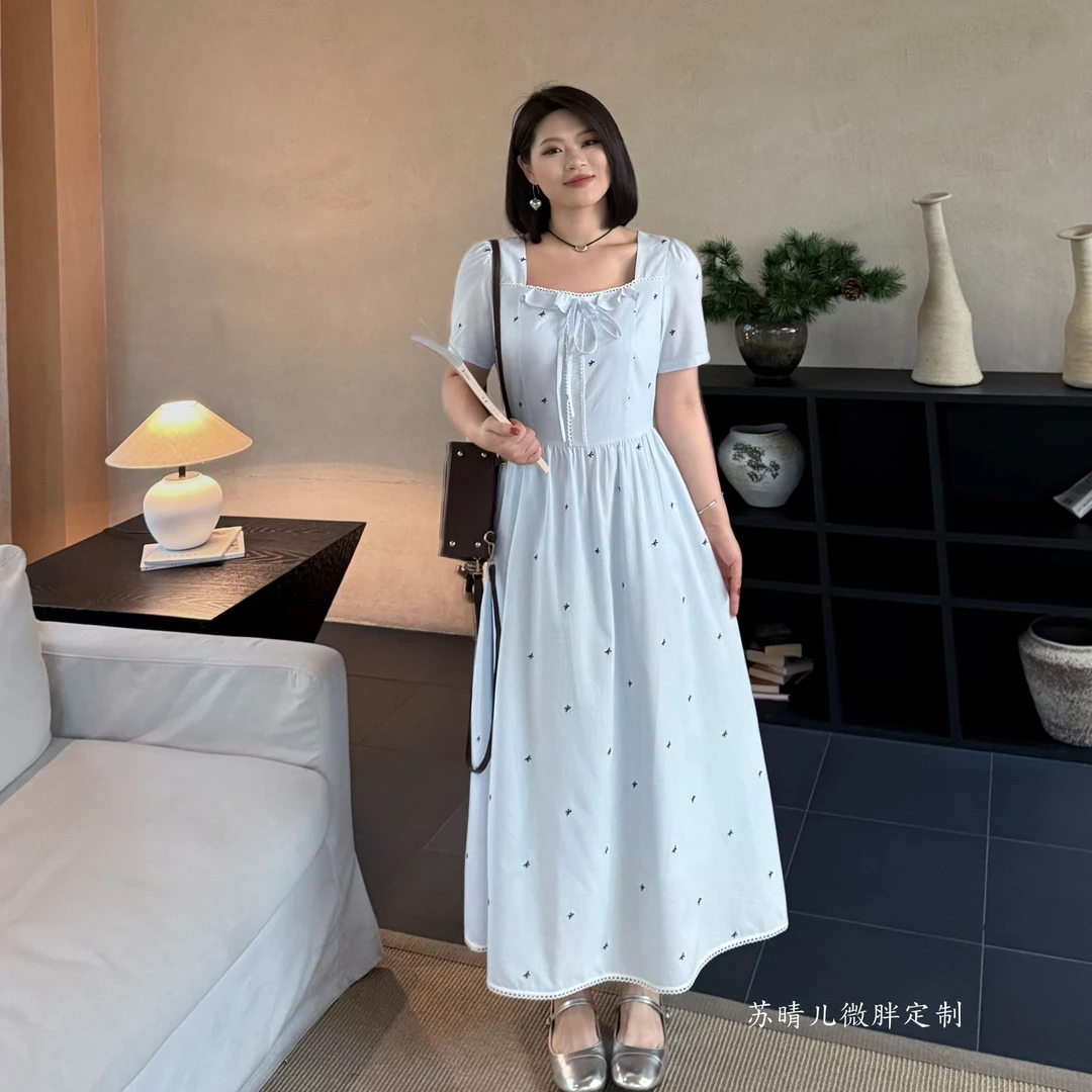 清【初夏梦境】夏季高级感茶歇气质碎花 巨显瘦藏肉连衣裙-F1270