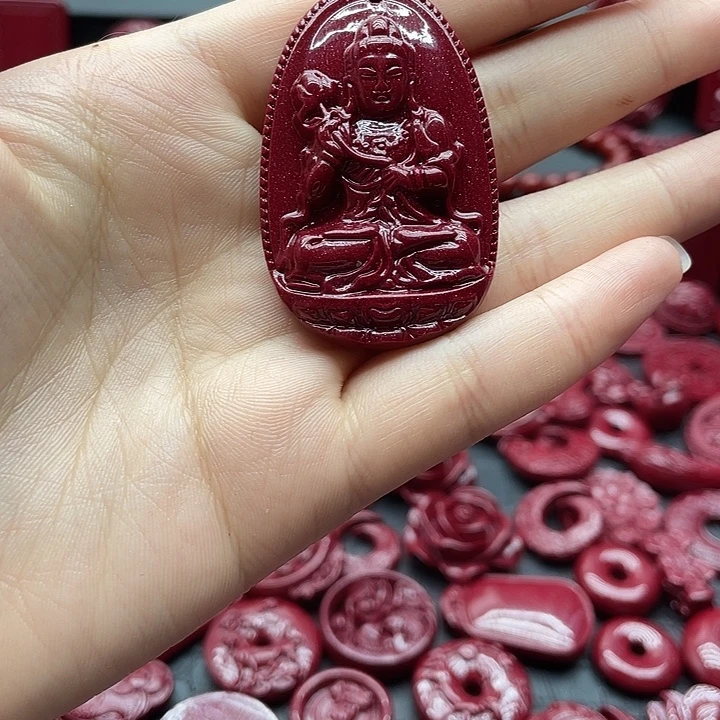 幸***熊天然辰砂朱砂吊坠