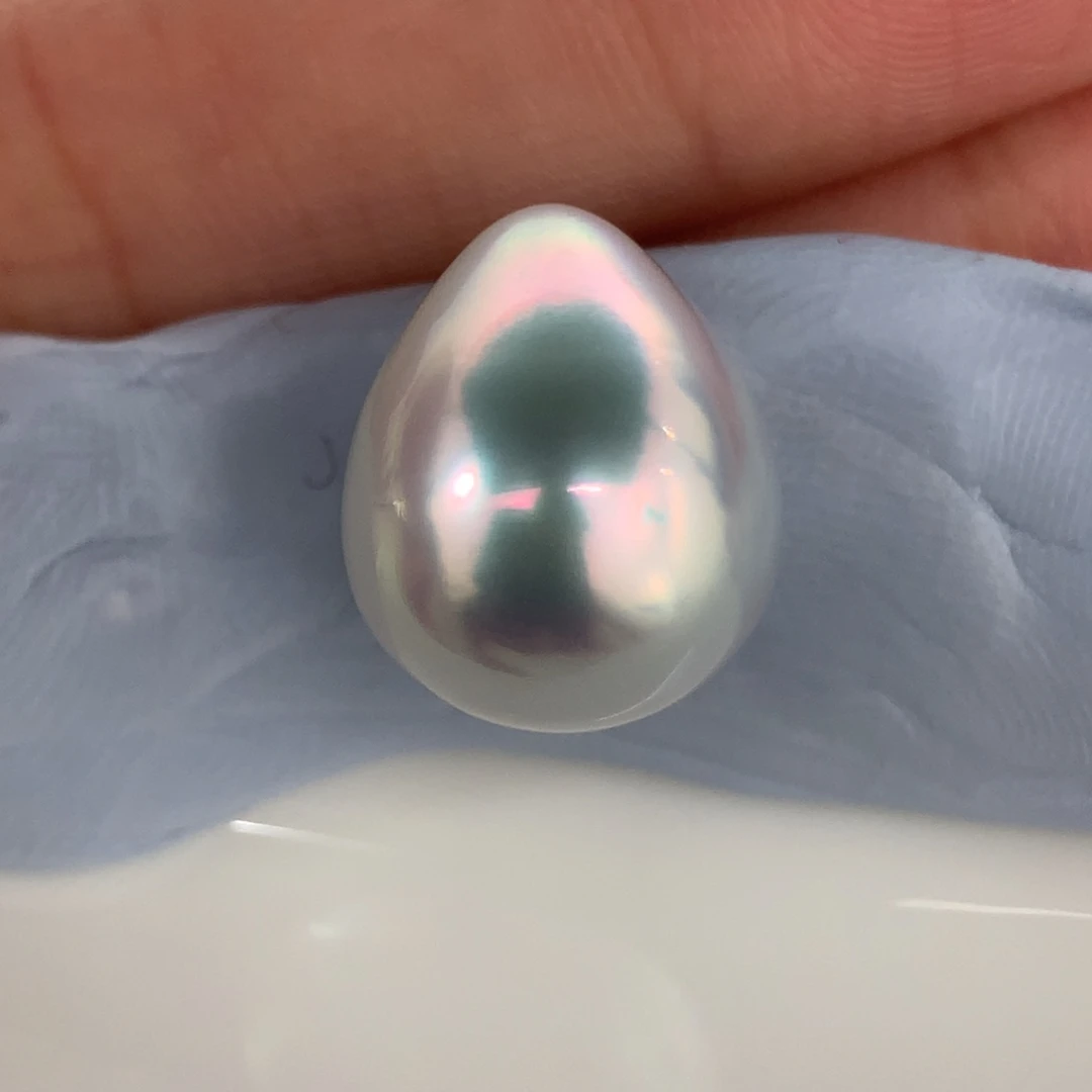 定制海水珍珠未镶嵌裸珠12.9mm银蓝澳白一颗