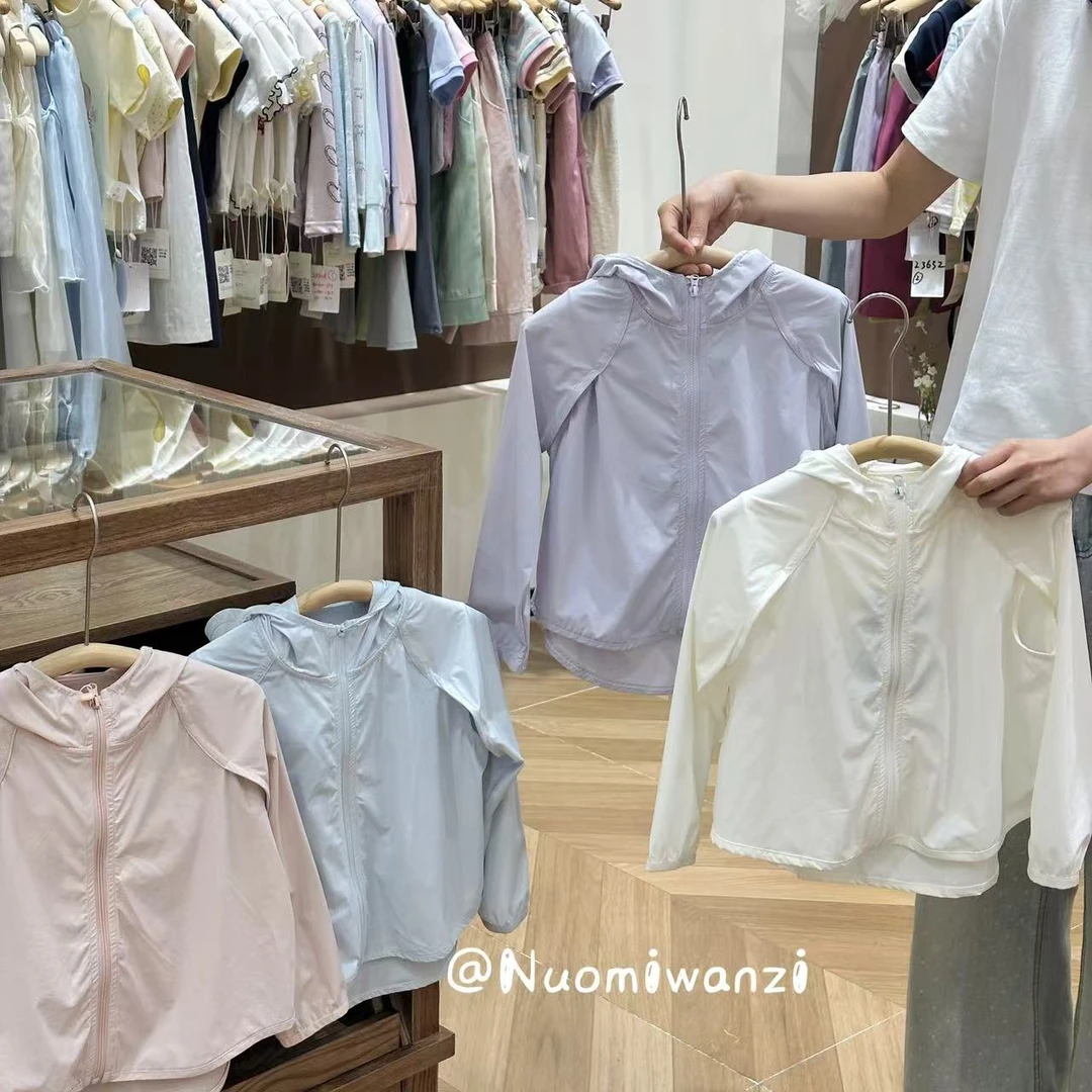 丸子十【现货】儿童韩版夏款女童纯色连帽防晒服（夏款）WZJ-52302