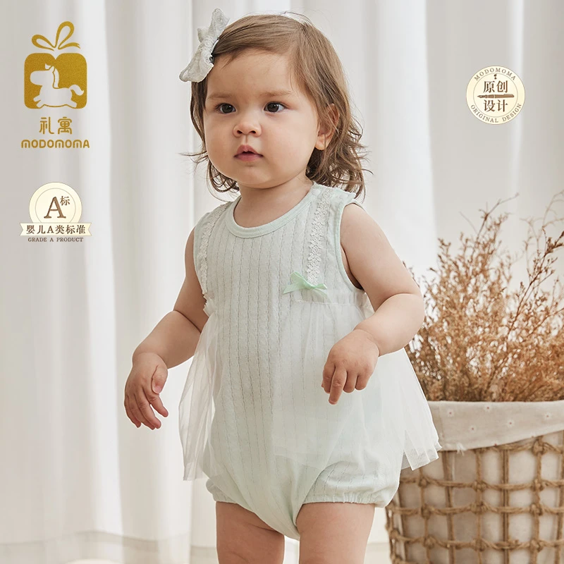 modomoma【夏日缤纷】婴儿衣服夏女宝连体衣千金公主百天生日外出服