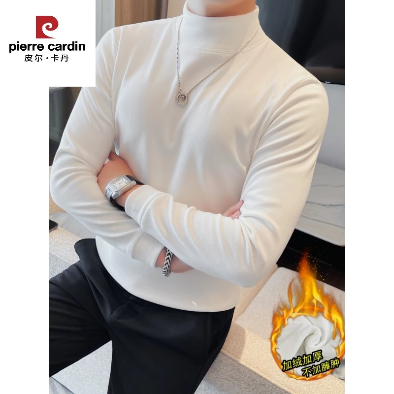 半高领恤男长袖加绒加厚秋冬新款韩版修身中领打底衫上衣潮