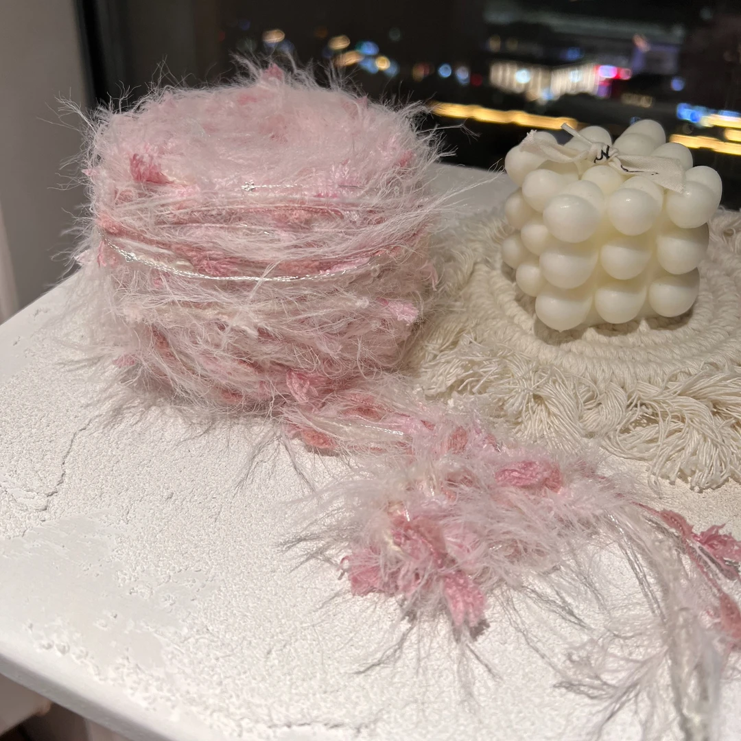 马海毛手混线柔软彩点编织围巾帽子材料包盲盒