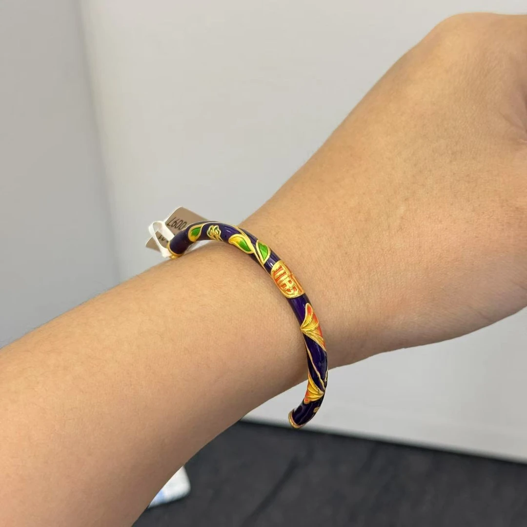 足金999紫色半镯配件 0097