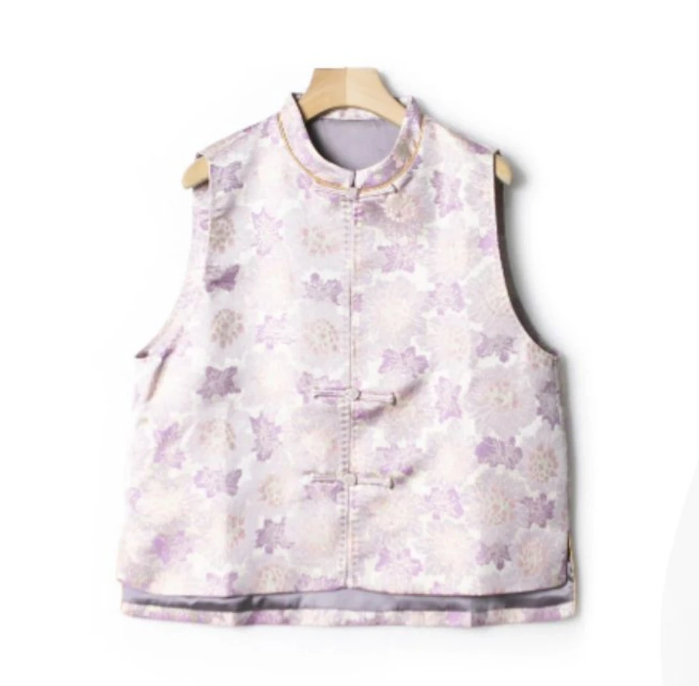 【NA家】中式立领服装斜领春季碎花马甲