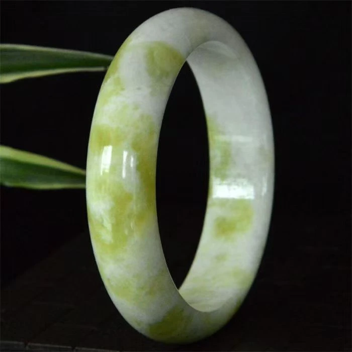 天然正品蓝田玉手镯轻奢飘黄花手镯女款姜黄菜花色玉石镯子送礼