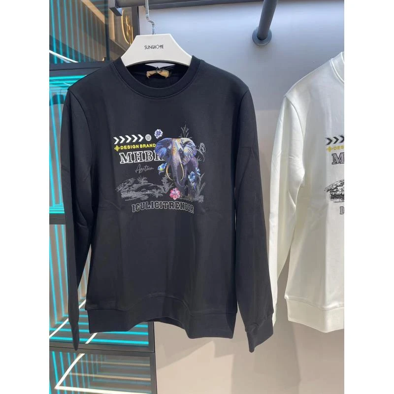 2024冬季新款男士高级感质感时尚百搭潮流轻奢圆领长袖3856