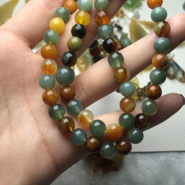 蛇纹石玉手链未镶嵌汐*血