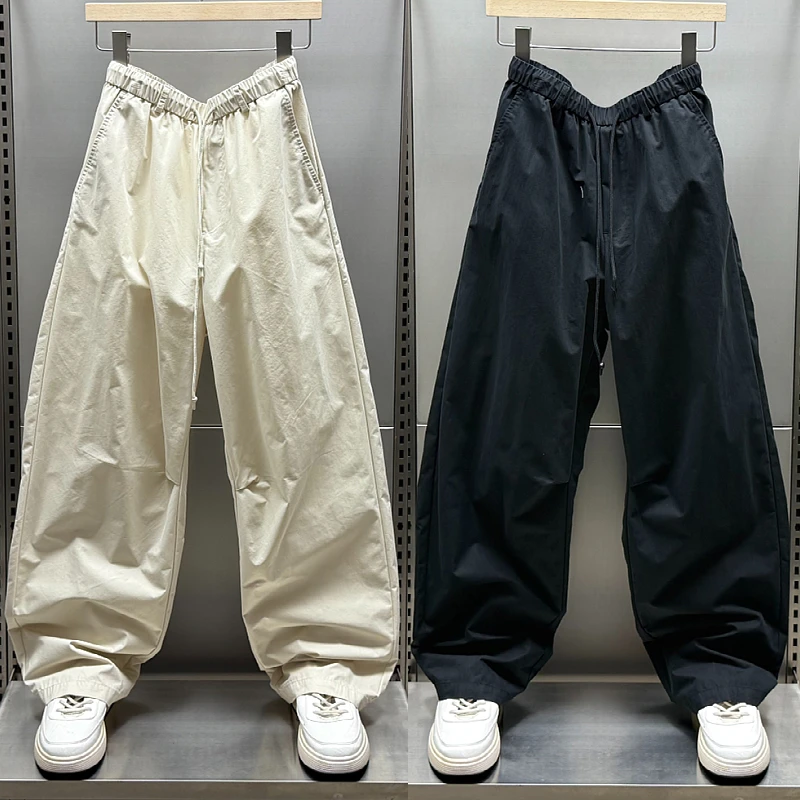 夏季薄款休闲裤男士痞帅宽松潮牌阔腿裤透气速干百搭直筒弯刀裤男
