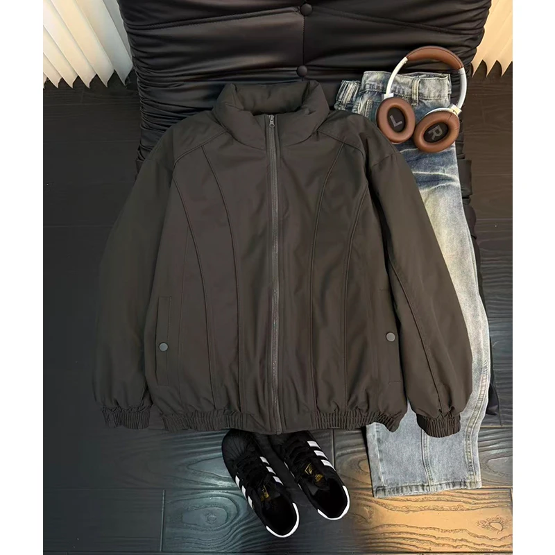 美式cleanfit立领夹克棉服男冬季潮牌高级感潮牌棉衣休闲情侣外套