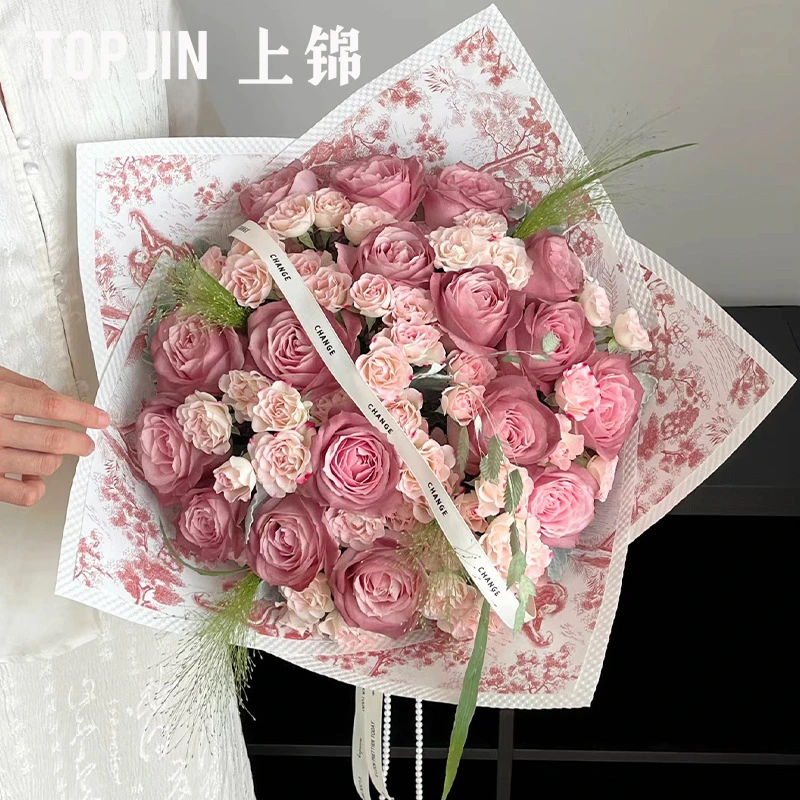 午后红茶花束包装纸欧式复古牛皮纸鲜花包花纸花艺花店包装材料