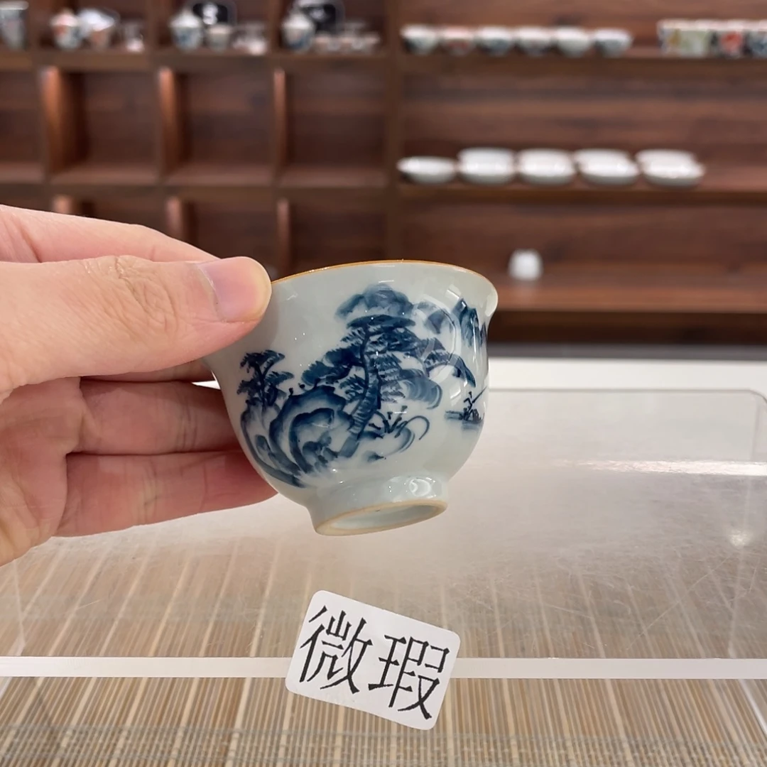 釉下手绘茶具微瑕