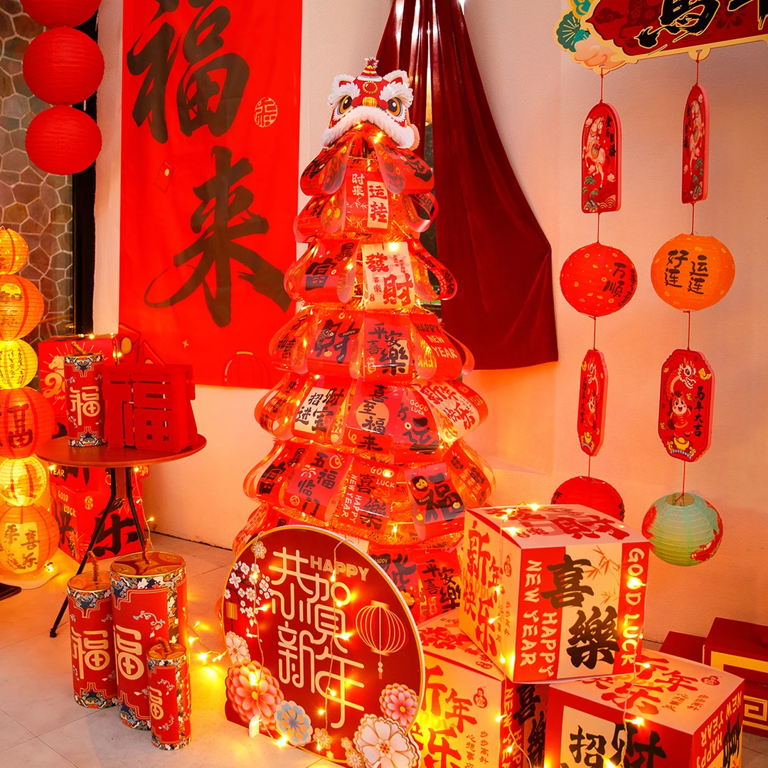 元旦新年许愿树装饰春节过年商场店铺酒店客厅幼儿园年味氛围布置