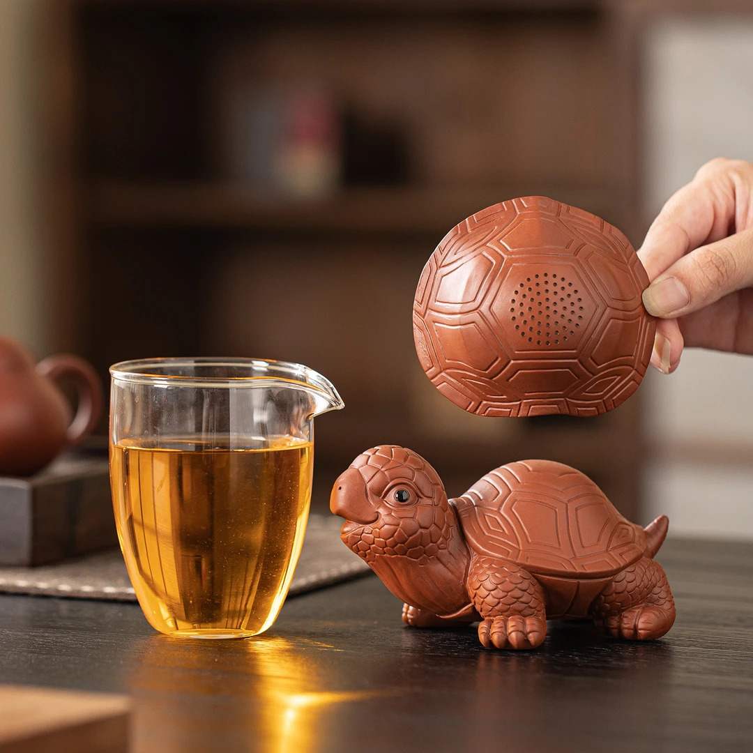 创意精品紫砂乌龟一体茶漏茶滤可爱分茶器茶网泡茶神器泡茶不堵渣