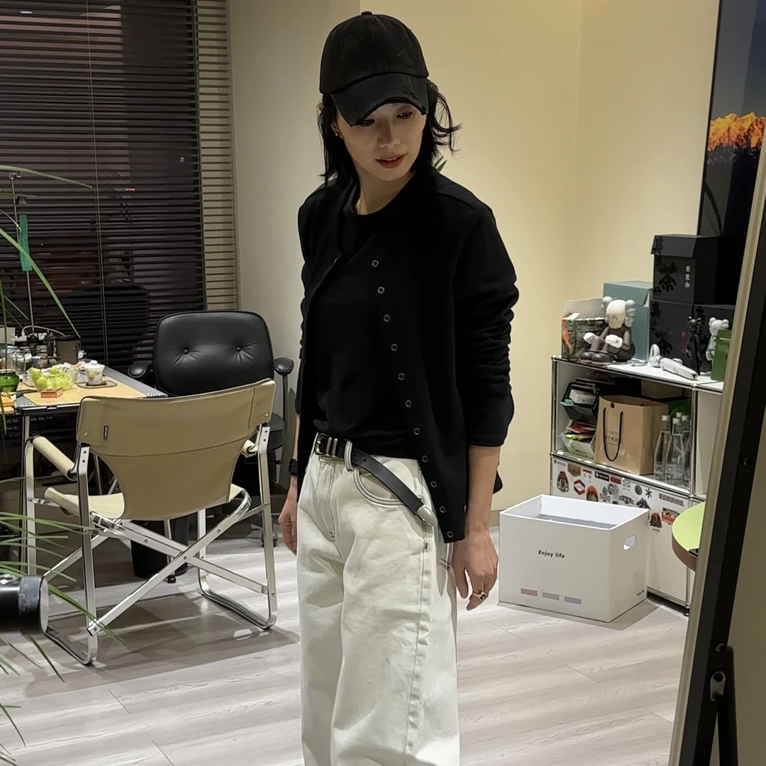 DAB单排扣圆领卫衣小开衫