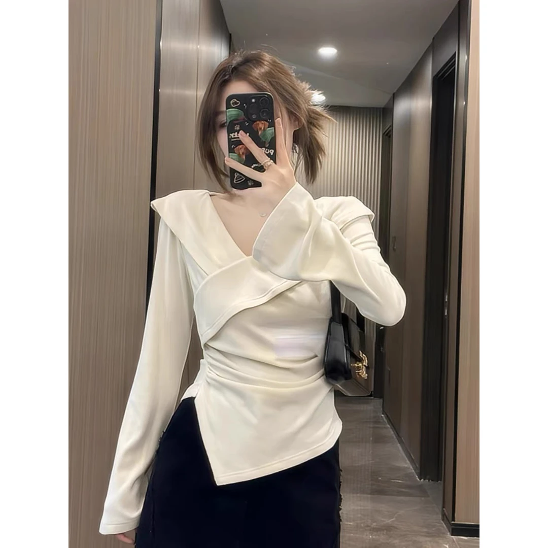 【晶晶】抓毛上衣打底衫女大码纯欲辣妹显瘦遮肚T恤8221