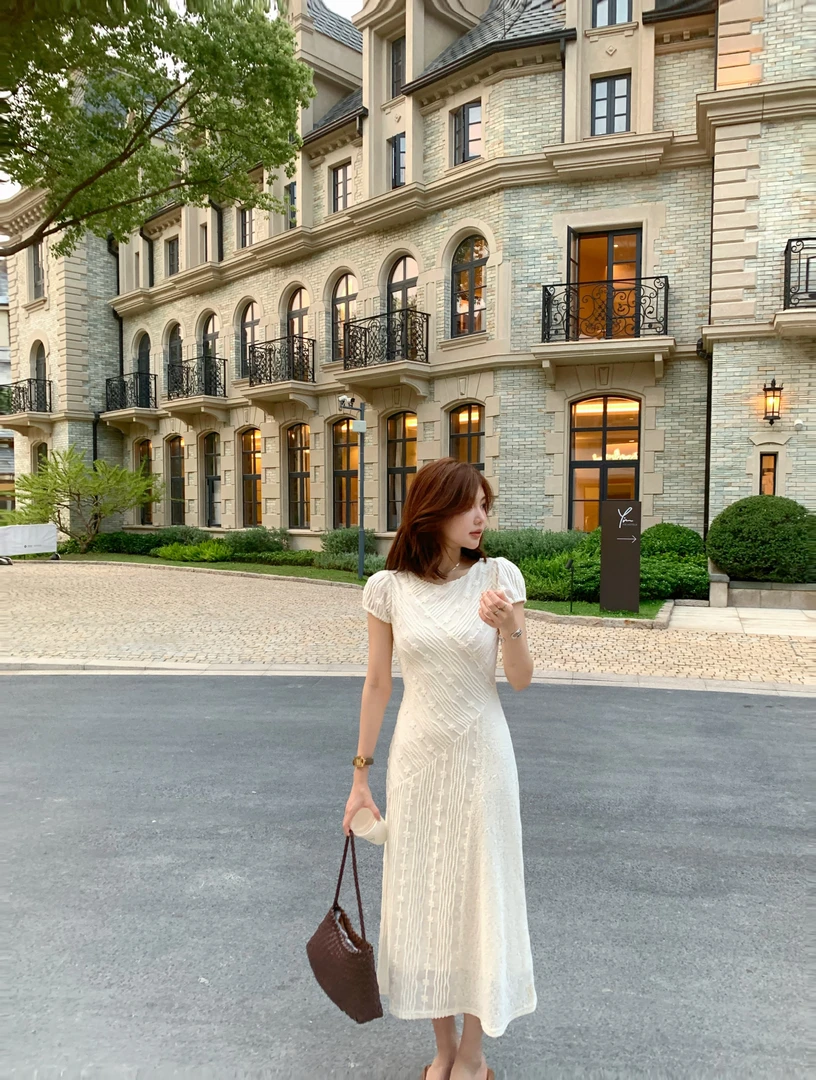 【芝士Cheese】月光芭伊 夏季圆领小众百搭时尚设计中长款连衣裙