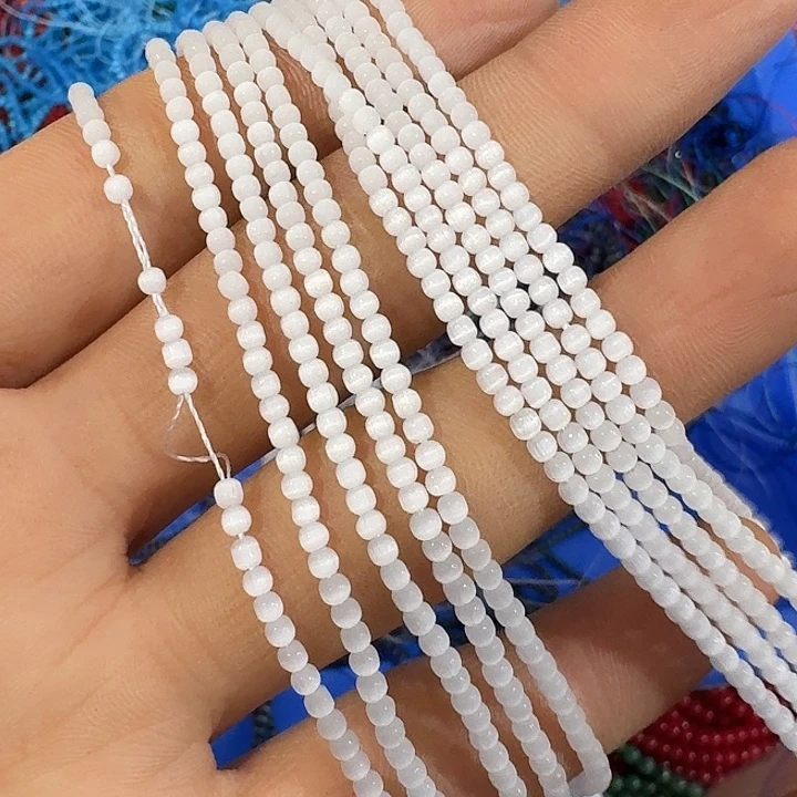 玛瑙/玉髓合金珠宝半成品5条2mm白色猫眼