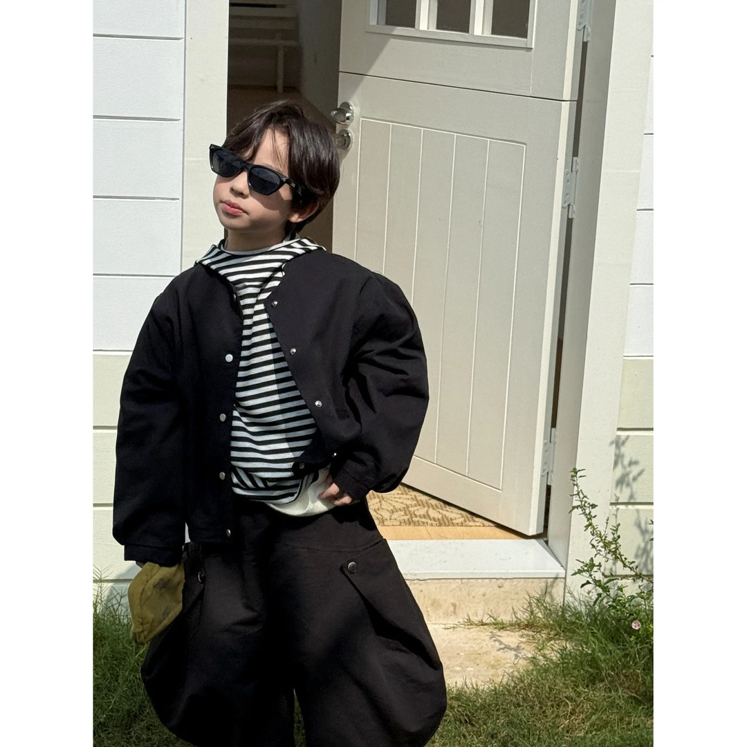 in 爱:nl25秋季男童韩系百搭净色夹克儿童小众设计师款外套91061