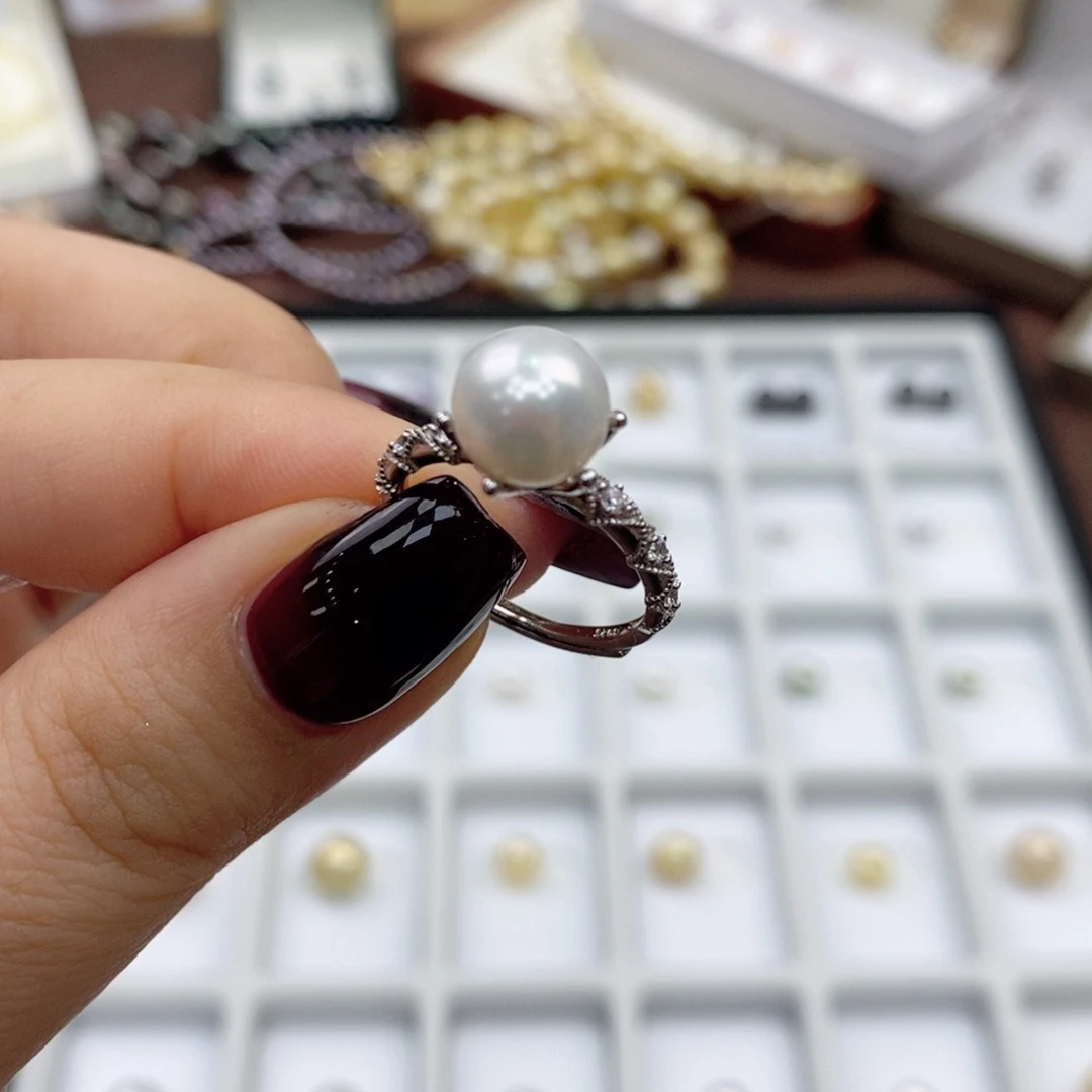 戒指淡水珍珠银S925镶嵌