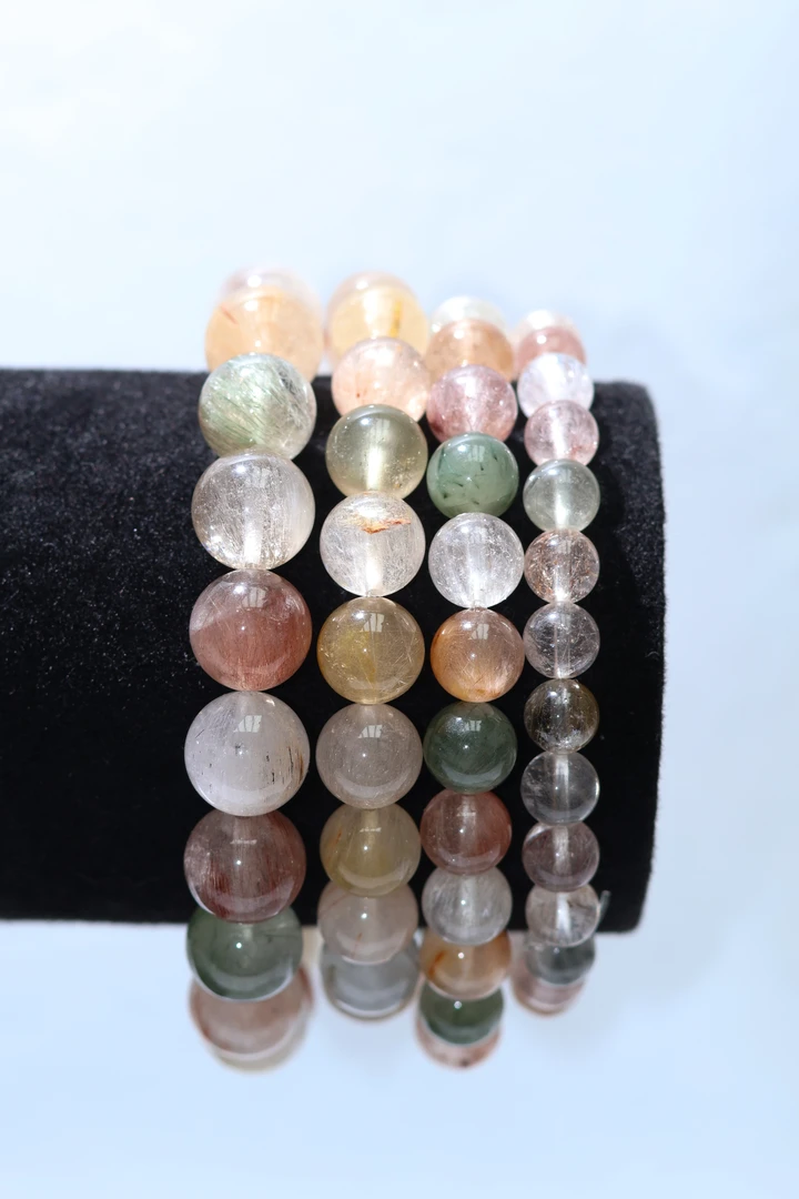 a7天然彩兔毛水晶手串单圈多圈可选 天然多样性发其一