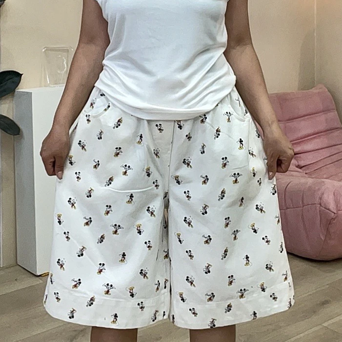 701印花米奇大版六分裤女