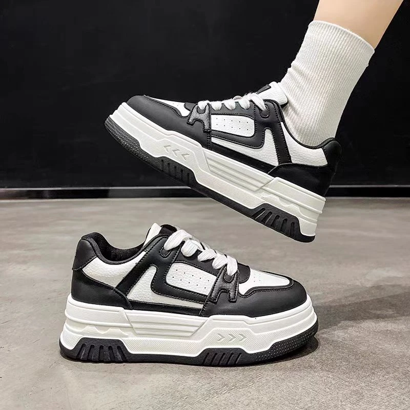 C009-1厚底板鞋女2024秋冬加绒百搭厚底小白鞋休闲鞋