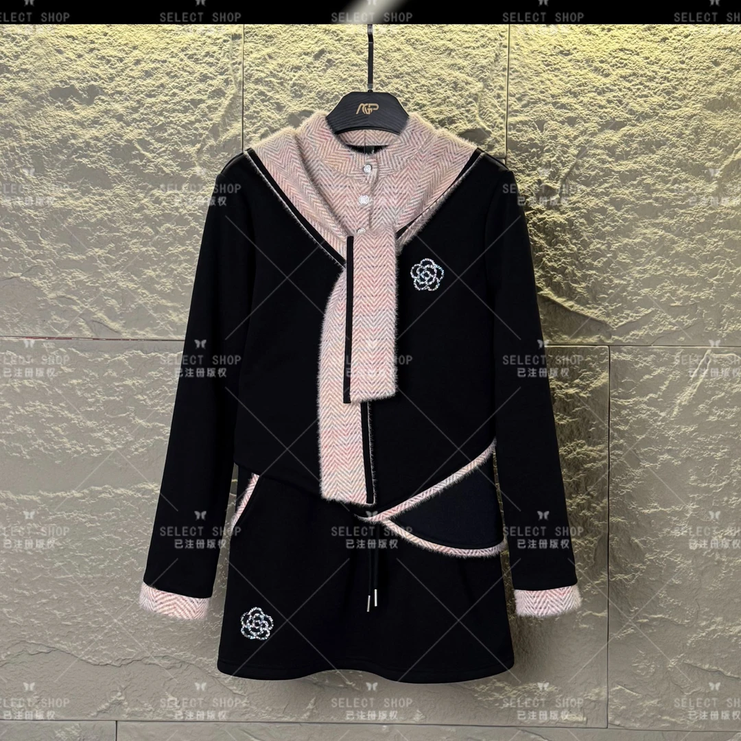 设计师<加绒系列>减龄款|宽松版秋冬季长袖短裙休闲翻领-T196