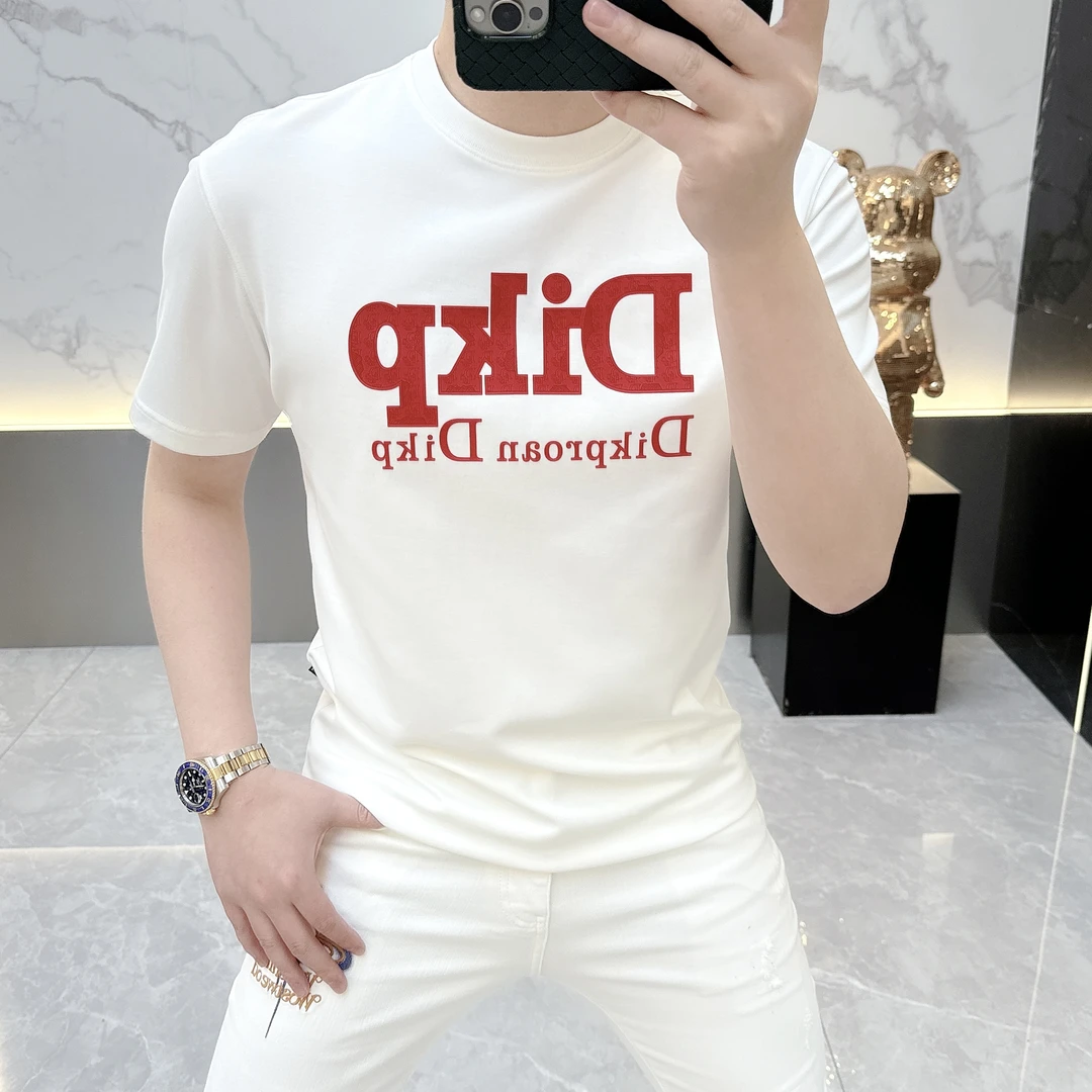 冰希轻奢.时尚字母设计短袖男士洋气百搭修身圆领T恤2025夏季新款