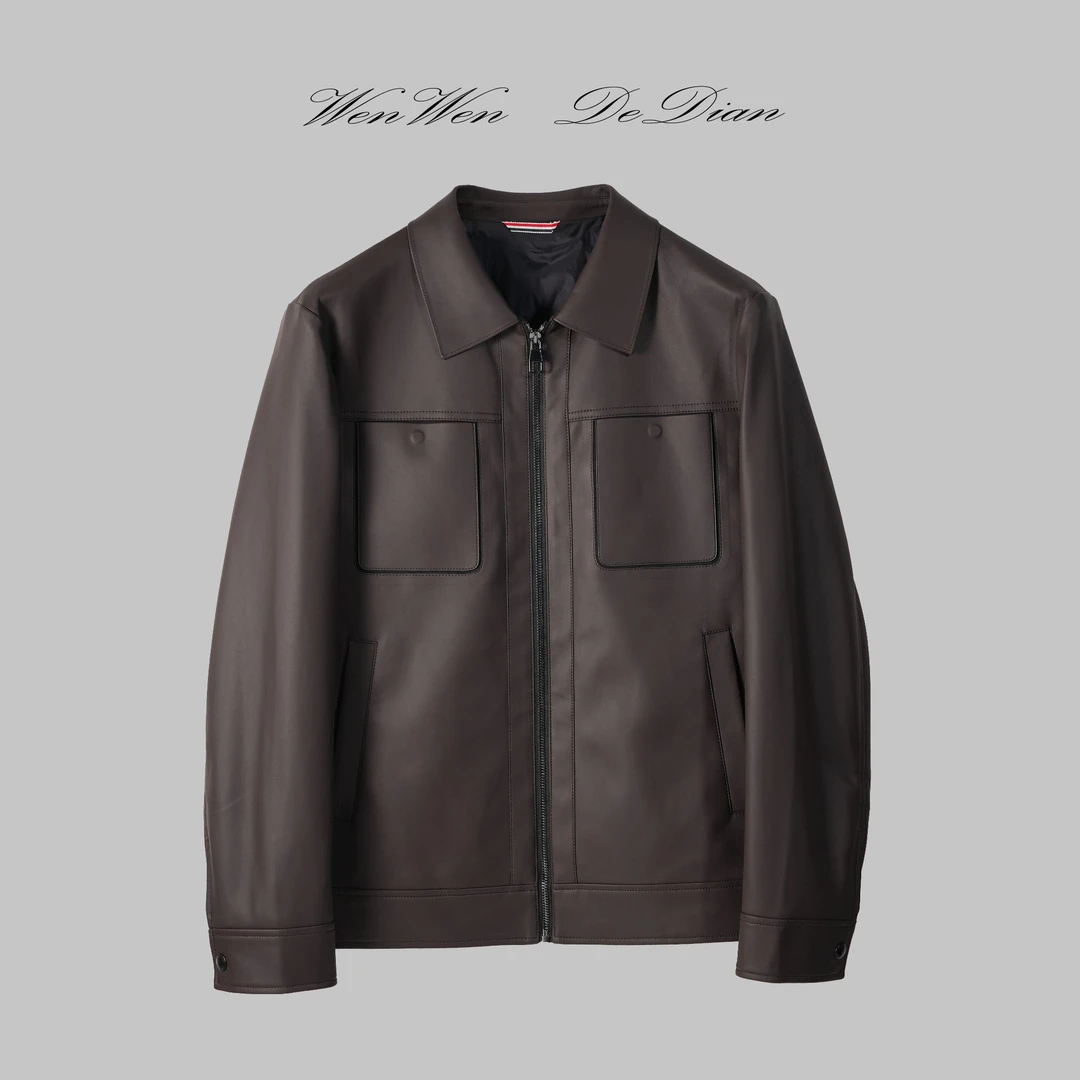 【轻奢皮革】90绒 冬季时尚翻领休闲商务百搭羽绒服W6216