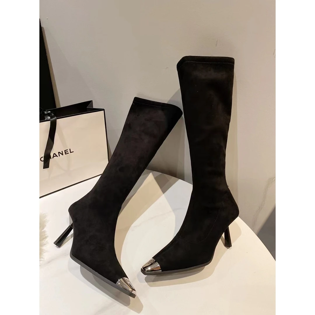 LI婉君 小众百搭金属头细跟过膝长靴LWJ23C3S1276