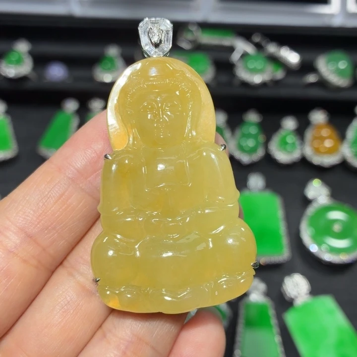 翡翠18K金镶嵌吊坠(不含链)翡翠