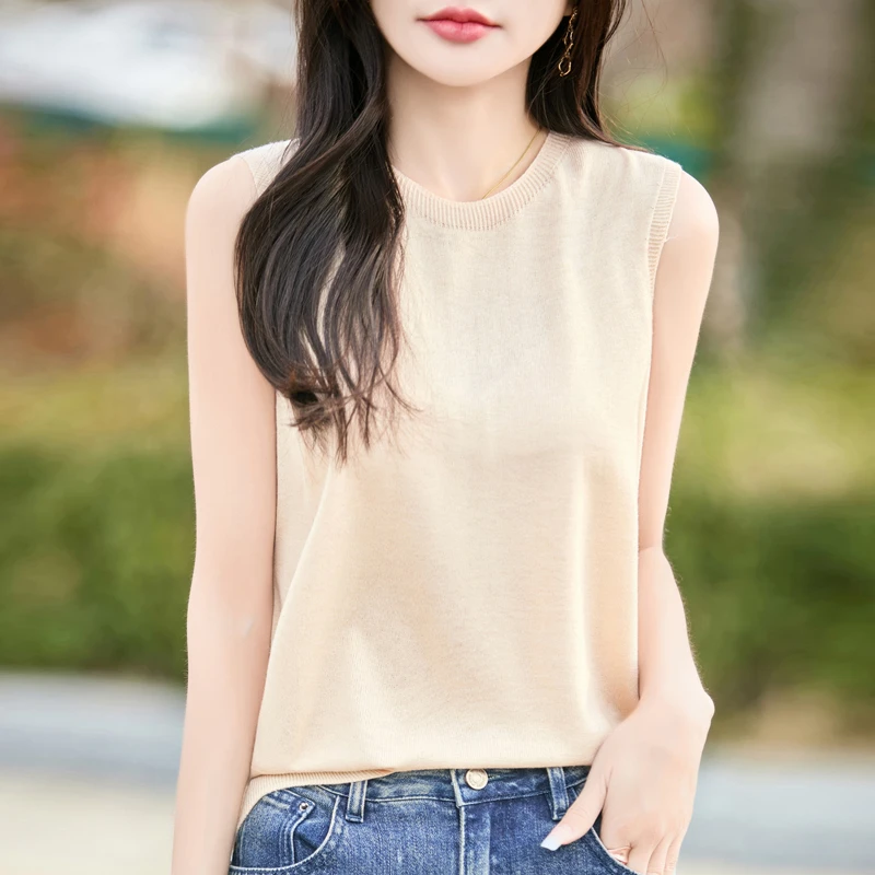 一线成衣针织吊带背心女内搭宽松显瘦精致圆领西装打底无袖上衣新