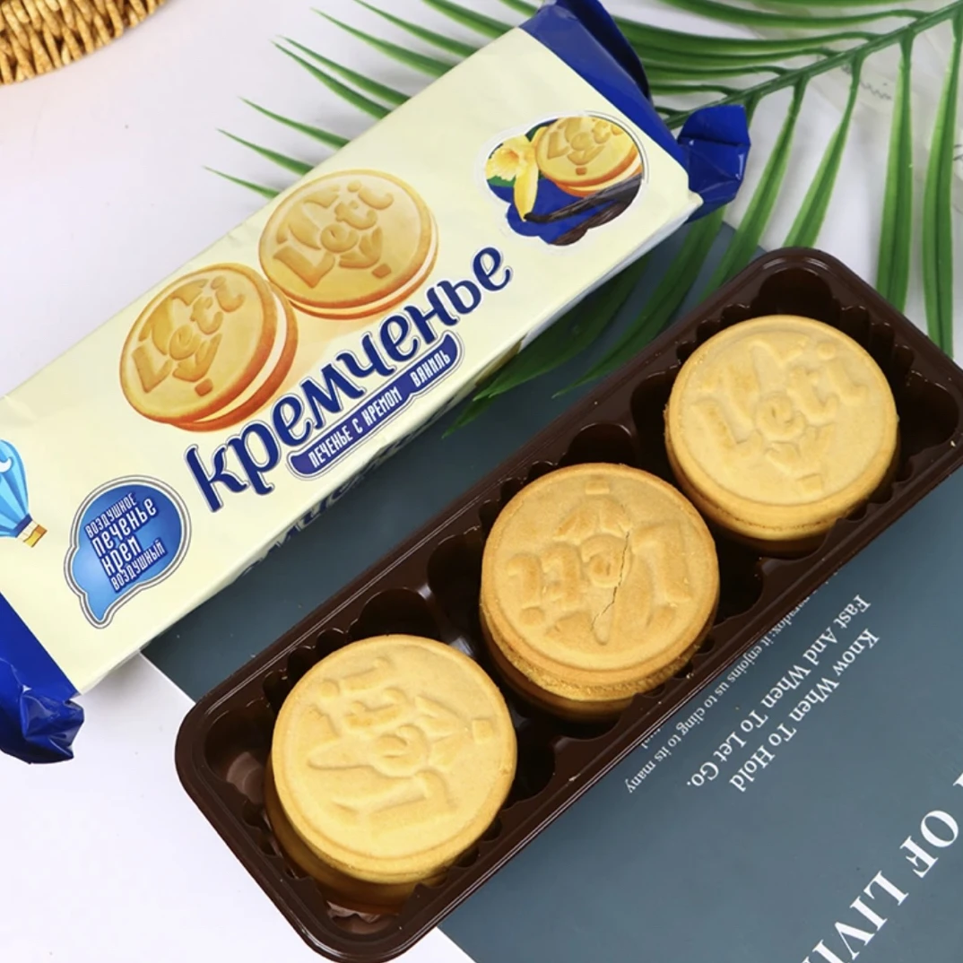 （4袋）俄罗斯进口乐缇牌香草草莓味夹心饼干150克/袋