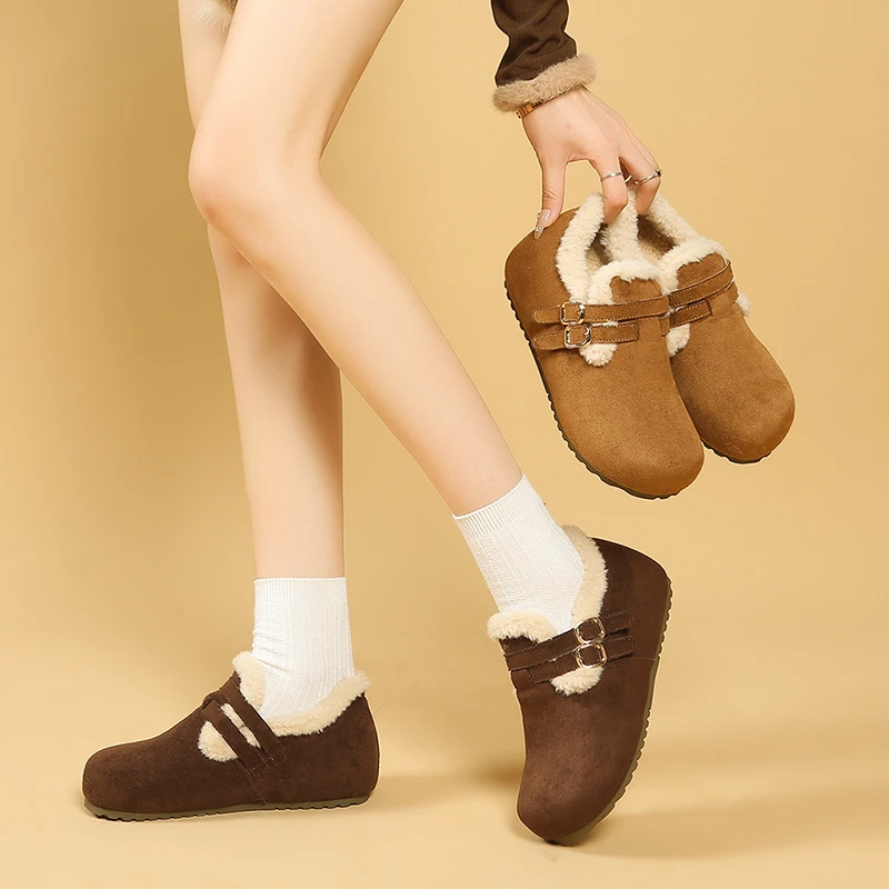 【撤柜清货】2025秋冬新款博肯加绒厚底增高保暖棉鞋一脚蹬雪地靴