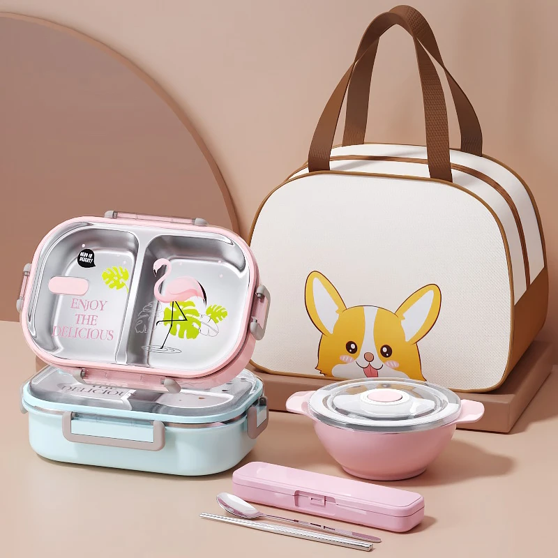 304不锈钢饭盒日式分隔餐盒上班族带饭便当盒食品级小学生早餐盒