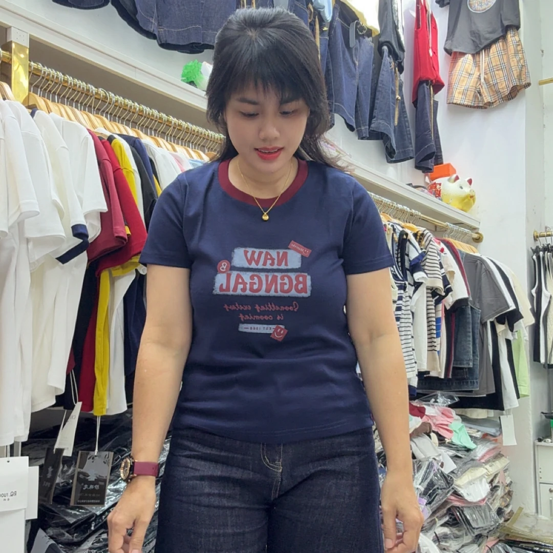 T恤短袖常规印花耐磨韩版圆领法式高品质上衣843