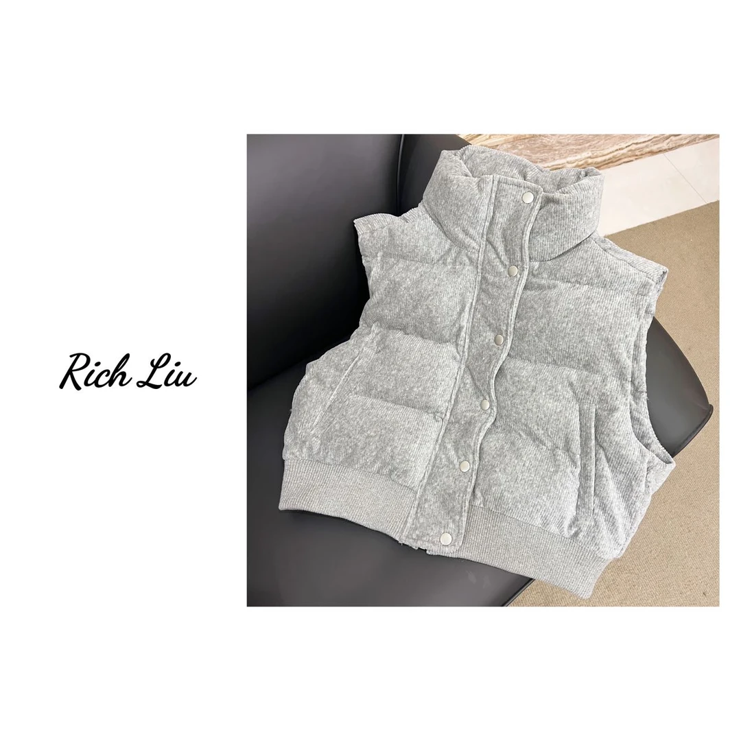 【Rich Liu】仅5件！雅丹风 灯芯绒短款休闲简约高腰马甲无袖棉服