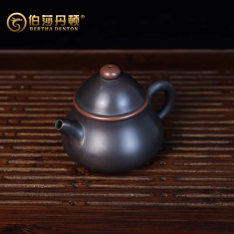 BERTHA DENTON/伯莎丹顿钦州坭兴陶茶壶纯手工梨型官帽壶非紫砂