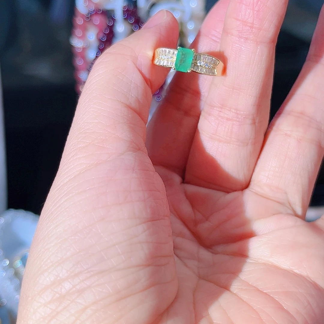 祖母绿戒指银S925镶嵌