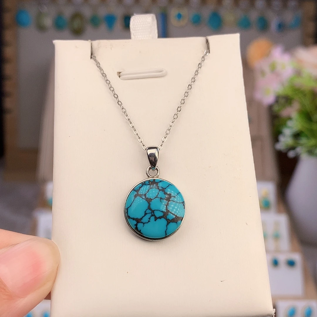 银S925镶嵌绿松石颈饰