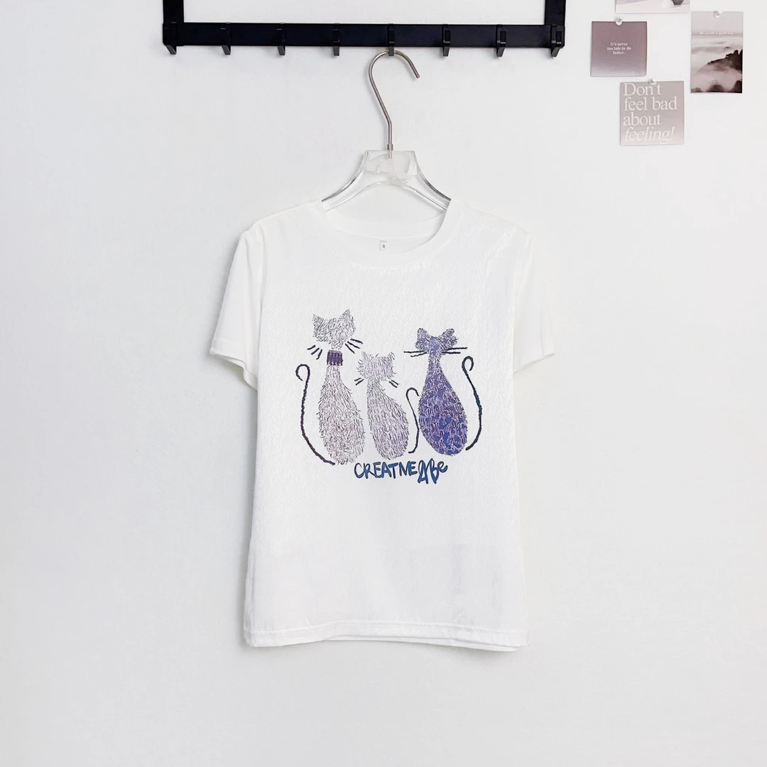 【新疆包邮】油画小猫AB面白T