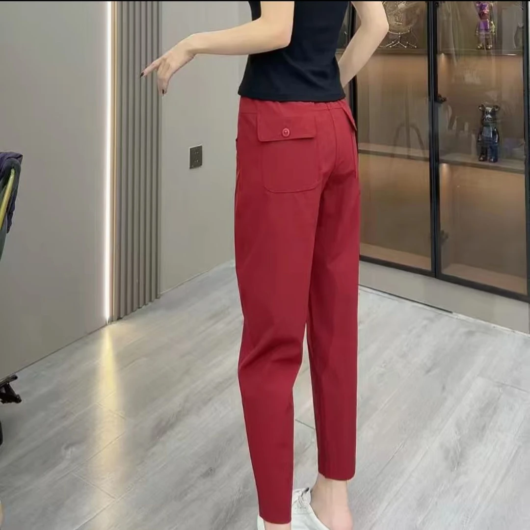 2025夏季韩版九分哈伦裤女大兜显瘦速干裤百搭时尚休闲裤小脚裤潮