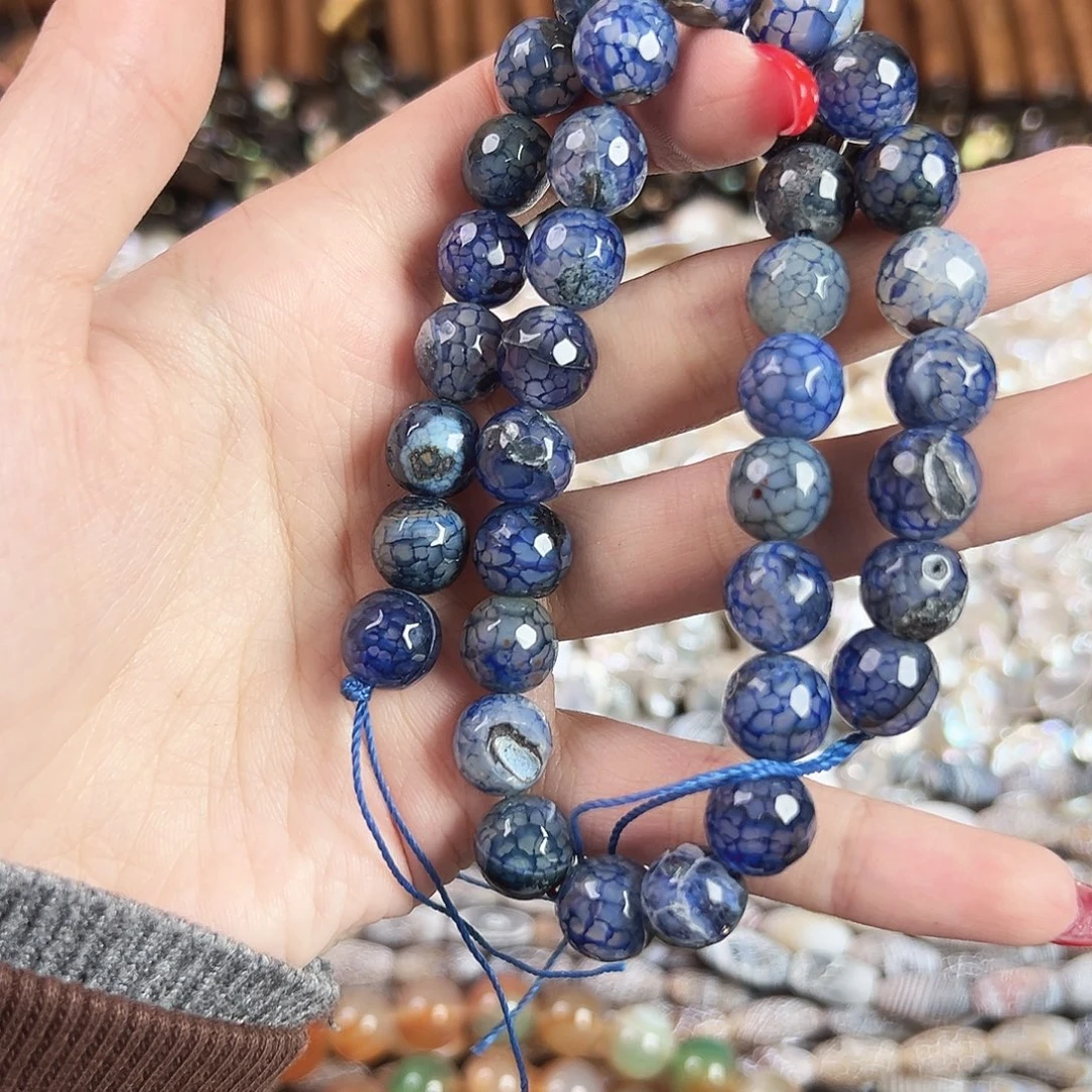 玛瑙/玉髓合金珠宝半成品b162龙鳞纹玛瑙圆珠10mm一条