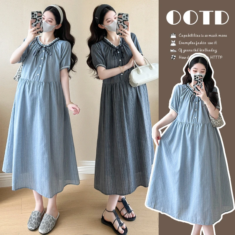 孕妇装女2025新款爆款洋气夏装连衣裙宽松韩版高级夏季长款显瘦