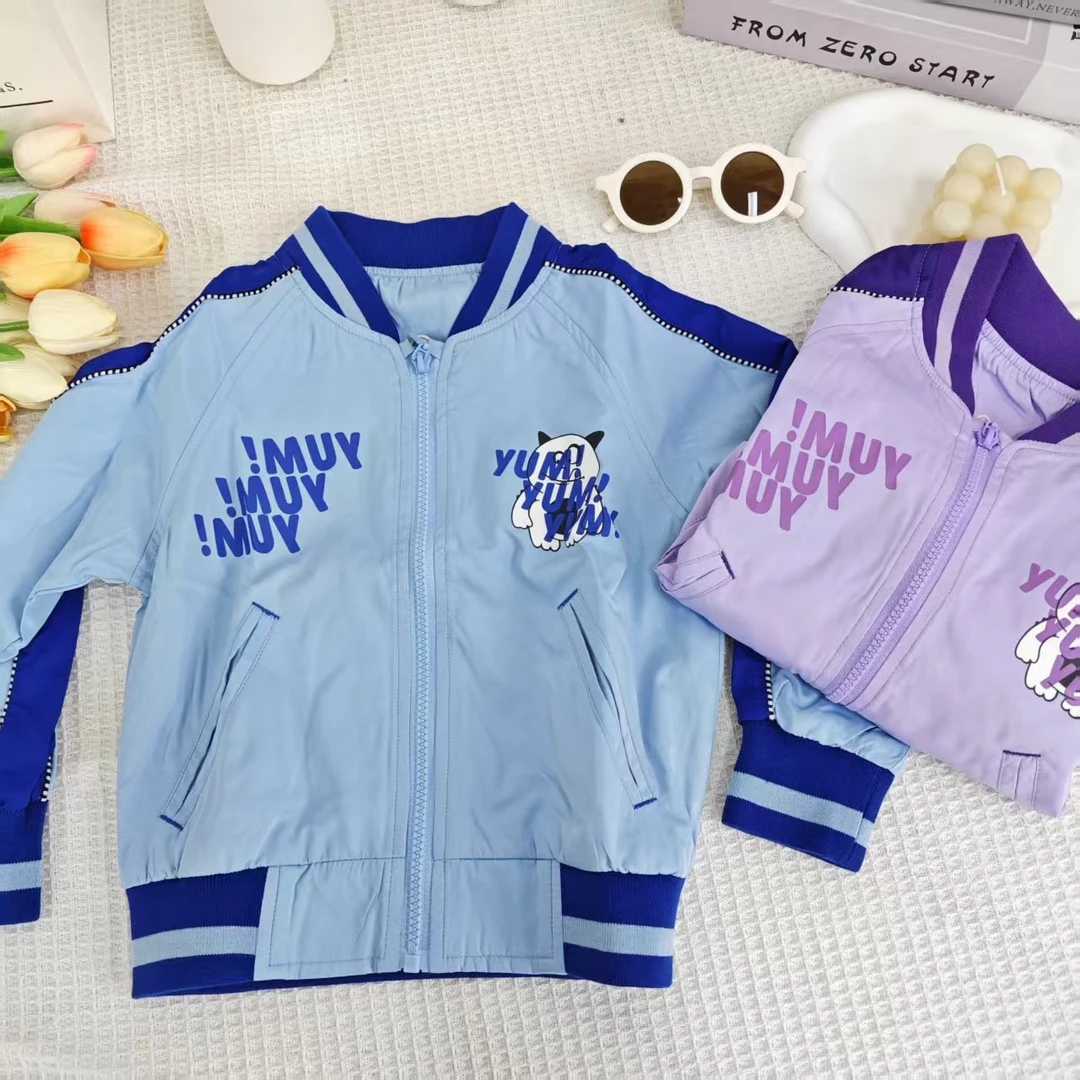 儿童春秋款棒球领卡通梭织外套105