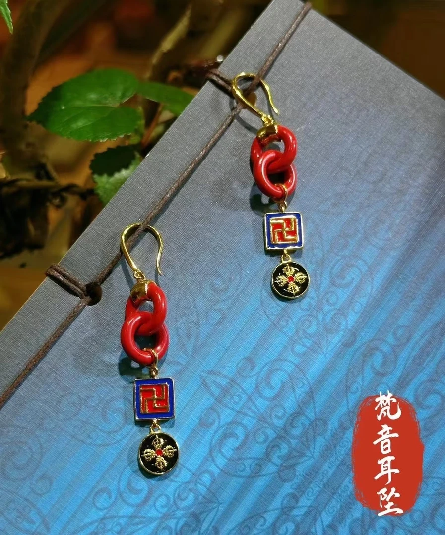 含辰砂工艺品【梵音】耳坠